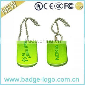 Custom Cheap Quality Beautiful Green Color Metal Dog Tag with Chain Wholesale