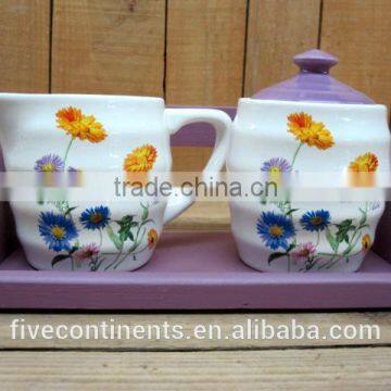 New cheap decal creamer set with sugar bowls