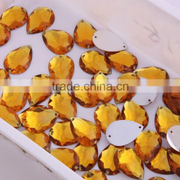 Fancy Stone With Holes 18x25 mm Tear drop Sew On Acrylic Stones With Double Holes For Clothing Plastic Beads With Holes