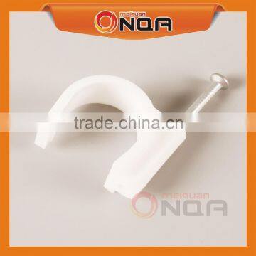 Plastic Flat Cricle Shape Cable Clips With Steel Nail Cable Holder Clip 8mm