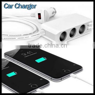 3-Socket Cigarette Lighter 4-Port Multiple Smart Usb Vehicle Car Charger For Iphone