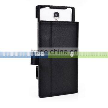 Vigo patent product case with sliding platform used to Snapshot /universal real leather case for 4.7-5.1" smartphone