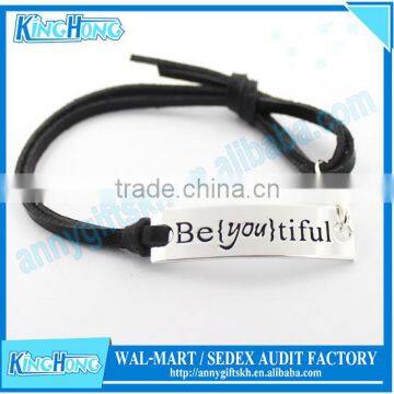 Caw Leather Braided Titanium Bracelet