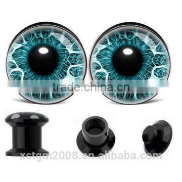 Human Eye Aqua Explosion Screw Ear Plug Tunnel Jewelry