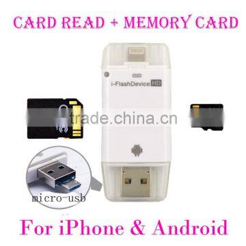 All in 1 USB 2.0 i-Flash Drive TF SD Memory Card Reader Speed Connect Mobile Phone and Computer Memory Stick Pro Duo Adapter