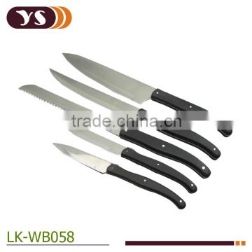 black 5 pcs color wood handle knife set