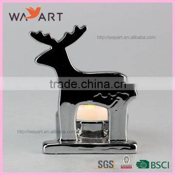 Unique Silver Plated Deer Ceramic Home Goods Antiques Candle Holder