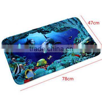 3pcs Blue Ocean Bath Rugs Set / Toilet Seat Cover Carpet / Bathroom Mat