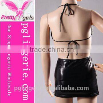 Newest Design Woman Bareness Sexy Genuine Leather Dress photo-5