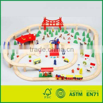 130pcs Wooden Train Set