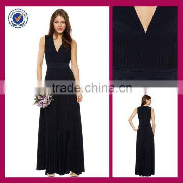 2014 Charming Navy V neck A-line Bridesmaid Dress bm00043