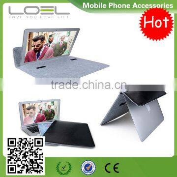 2016 Hottest sale Black PU+Grey felt Laptop Sleeve Bag for Macbook 13.3 (PRO ,AIR, RETINA )