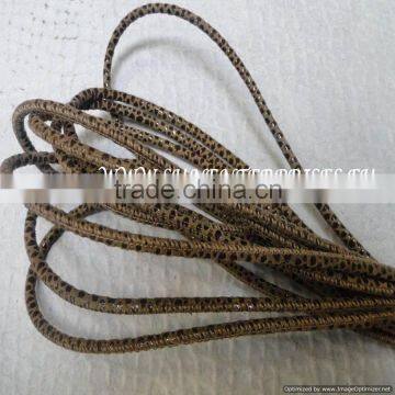 Real Nappa Leather Cords -Real Nappa Leather Round Strobel 4 mm Snake Python Brown