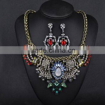 vintage crystal necklace earring set jewelry set