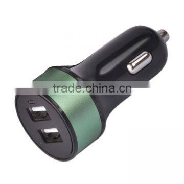 SN-143 Black+green cigarette lighter usb car adapter dual port