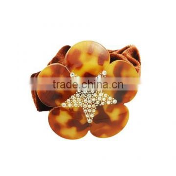 floral cellulose accetate elastic hair band bohemia flower tortoise shell basic flower Ponytail Holder, Hair Tie, Bow classic ba