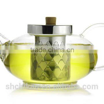 hand blown glass tea pot with tea strainer