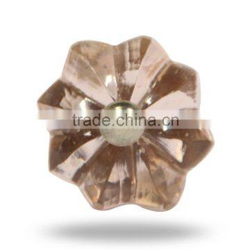 Glass Small Sun FLower Pink Knob