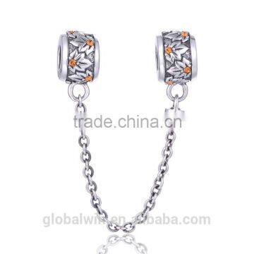 Guangzhou factory personalized safety chain 925 sterling silver chain maple leaf with stones 925 sterling silver gc jewelryA016