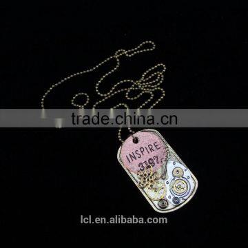 2015 Yiwu Fashion Imitation Jewelry Steampunk Necklace Dog Tag Gear Steam Inspire Letter Pendant Cameo Statement Necklace photo-4