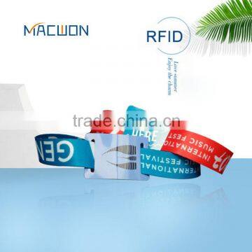 Factory Promotional fabric passive rfid woven wristband for festival concert sports events