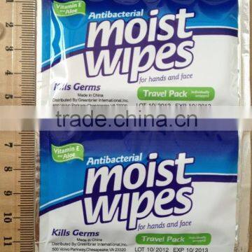 Travel Pack Wet Wipes for Hands and Face Cleaning Antibacterial Moist Wipes