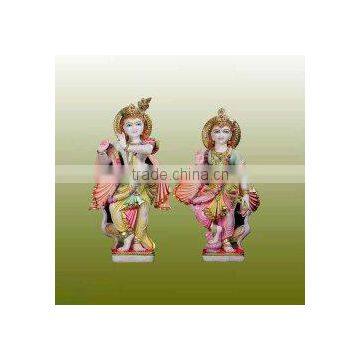 Marble God Statue God Radha Krishna Handmade Natural Stone Artisan Hindu