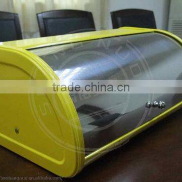 yellow bread storage bin with roll top