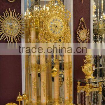 European Copper Grandfather Floor Clock, Metal Pendulum Chiming Clock, Home Decoration Art Clock photo-2