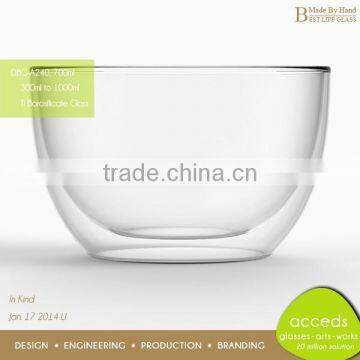 Handmade Borosilicate Pyrex Reusable Glass Salad Bowl Set photo-6