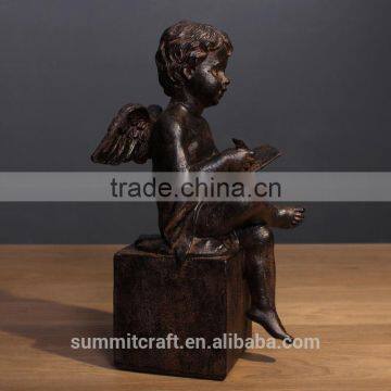 Resin Rust Color Vintage Writing Small Angel Figurines photo-3
