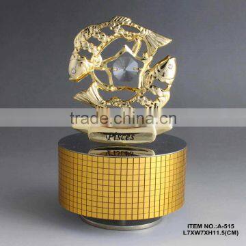 Hot Sale 24K gold plated Pisces Musical Box made with swarovski elements