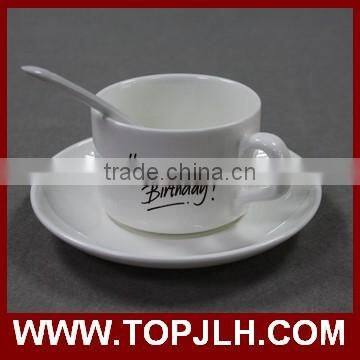 Sublimation Coated White Porcelain Small Fancy Coffee Cup Set photo-5