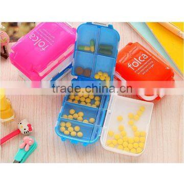 Colorful Plastic 3 Layers RECTANGLE Portable Travelling Mini Pill Box 8 Day photo-4