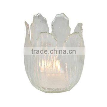 Pearlized Amber Glass Floral Votive Holder, Box of 4 photo-3