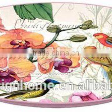 ORCHIDS IN BLOOMS LARGE METAL TRAY