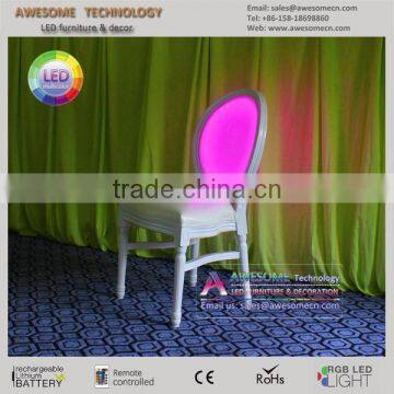 Warm White Led Bar Chair, Padded Stackable Luminous Acrylic Chairs photo-3