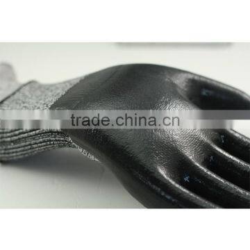 NMSAFETY CE EN388 4343 Black Smooth Nitrile on Palm HPPE Glove Cut Level 3 Cut Resistant Glove Anti-cut Safety Working Glove photo-3