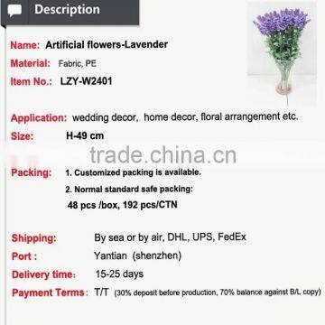 Romantic and Cheap Artificial Flower Fabric With Lavender Flower Wedding Table Decoration photo-2