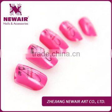 Hot Sale Artificial Nail Korea nails factory Sweet Color Printing Heart kids fake nails