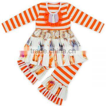 Orange Stripe Baby Girl Outfits Chinese Girls Outfits Manufacturers Overseas Factories In China Baby Girl Clothing Set