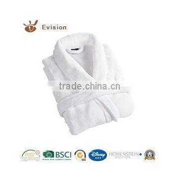 White color microfiber coral fleece bathrobe,