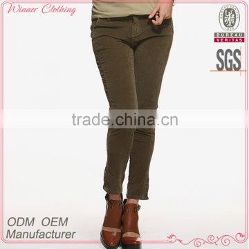 2015 latest design Apparel clothing manufacturer top fashion casual smart slim fit women's corduroy pants