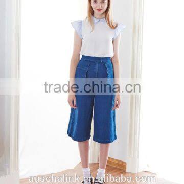 Latest Design High Waist Lady Fashion Classic Blue Jeans Pants photo-2