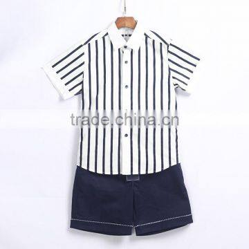 Short Sleeve Senior Cotton Strip School Uniform Shirt photo-2