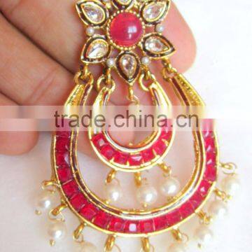 Gold Plated DANGLER Chand Bali Earrings photo-3