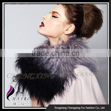 CX-A-62B New Design Ladies Coat Detchable Mongolian Lamb Fur Collar photo-2