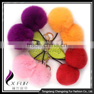 CX-R-56 Promotion Price Genuine Rabbit Fur Custom Keychain Charm Bag photo-2