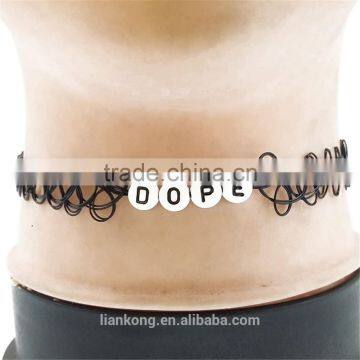 Factory Wholesale Plastic Big Fabric Black Choker Necklace photo-2