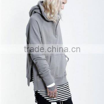 Male autumn solid color hoodie zipper side open cap unlined upper pullover garment with 1/3 front zipper